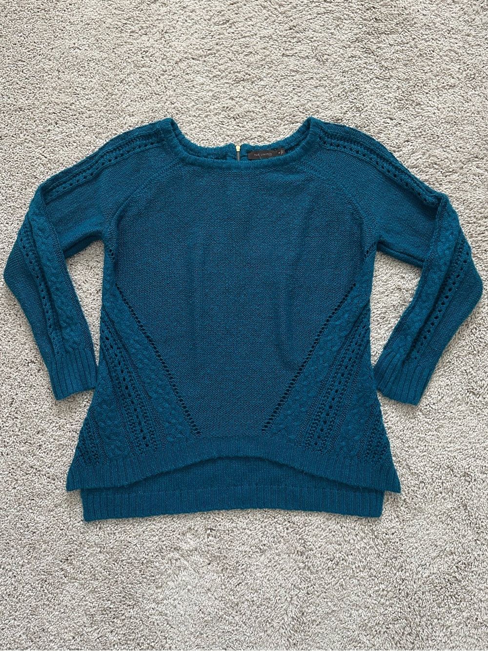 The Limited Teal Knit Scoop-Neck Sweater